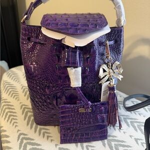Brahmin Purple Embossed Backpack